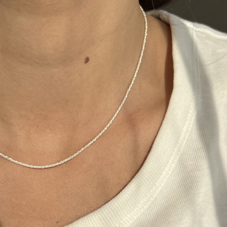 Srebrny naszyjnik choker WŁÓCZKA cienki