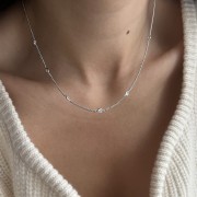 Srebrny naszyjnik choker pancerka z cyrkoniami