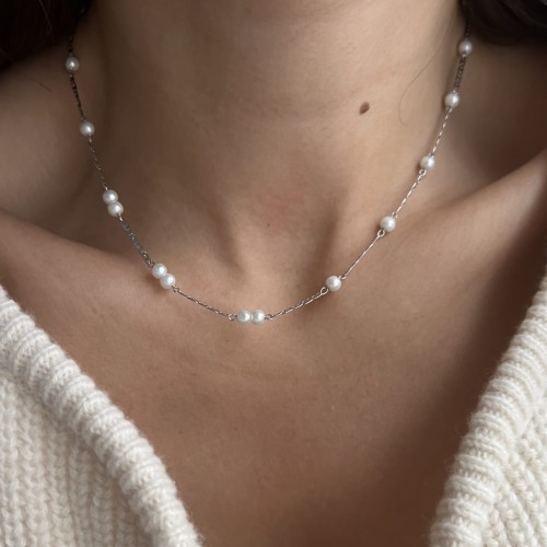 Srebrny naszyjnik choker PERŁA