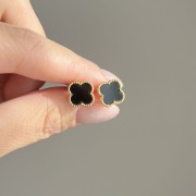 Srebrne pozłacane kolczyki KONICZYNA czarne onyks