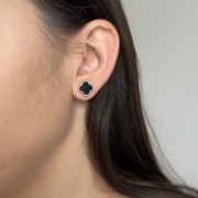 Srebrne pozłacane kolczyki KONICZYNA czarne onyks