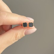 Srebrne pozłacane kolczyki KONICZYNA czarne onyks mini