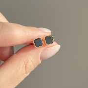 Srebrne pozłacane kolczyki KONICZYNA czarne onyks mini