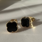 Srebrne pozłacane kolczyki KONICZYNA czarne onyks mini