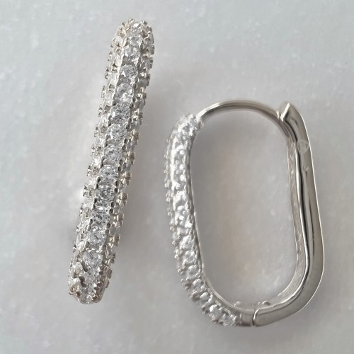 Srebrne kolczyki OWALNE duże z cyrkoniami