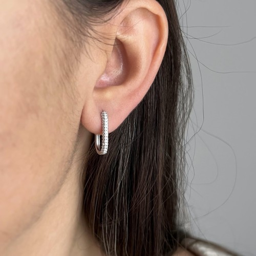 Srebrne kolczyki OWALNE duże z cyrkoniami