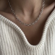 Srebrny naszyjnik choker łańcuch  owal