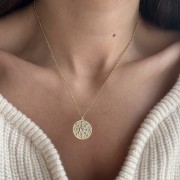 Srebrny pozłacany naszyjnik koło