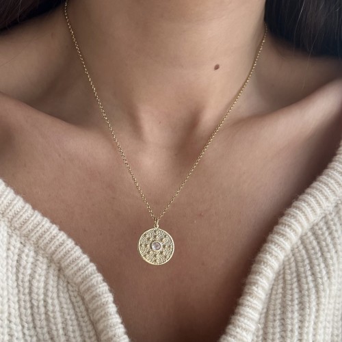 Srebrny pozłacany naszyjnik koło