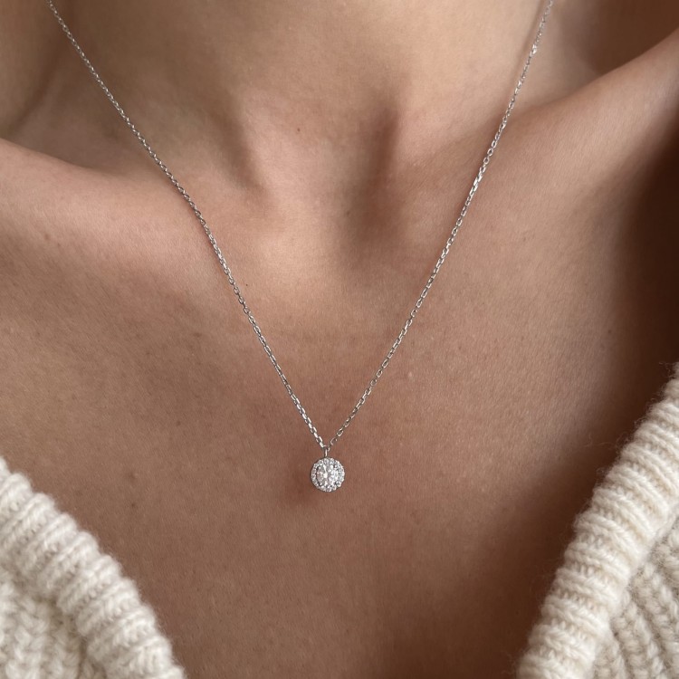 Srebrny naszyjnik koło z cyrkoniami STYLOWY