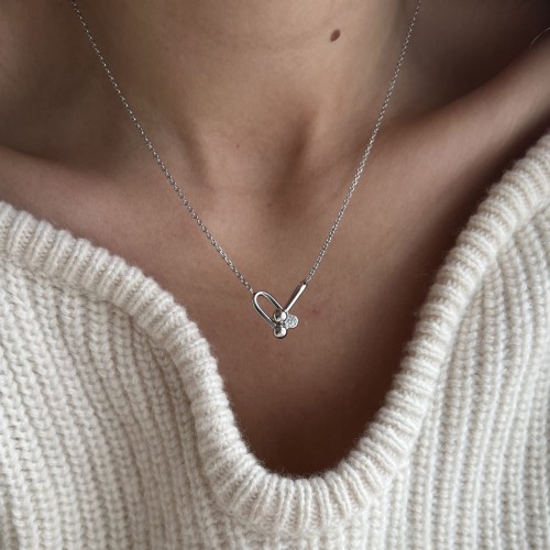 Srebrny naszyjnik ogniwa łańcucha z cyrkonią