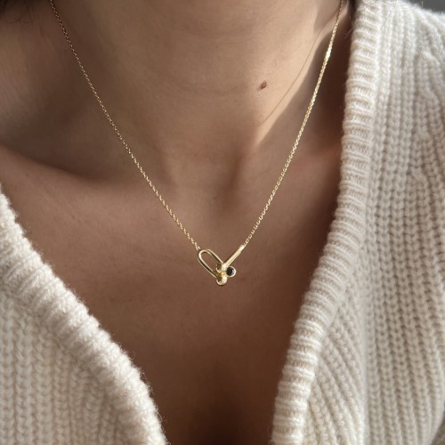 Srebrny pozłacany naszyjnik z cyrkonią czarną