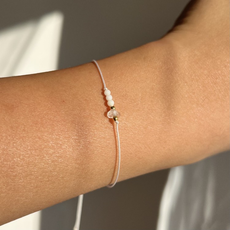 Bransoletka na szczęście  | kryształ górski, masa perłowa