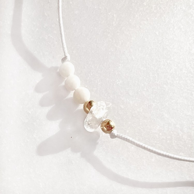 Bransoletka na szczęście  | kryształ górski, masa perłowa