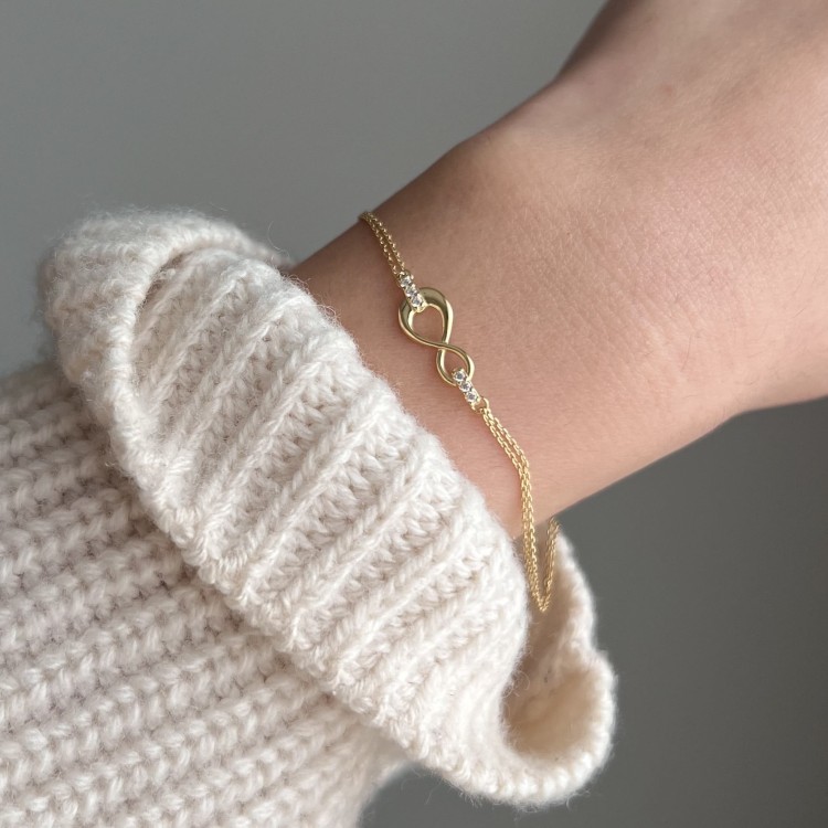 Złoty naszyjnik nieskończoność z cyrkoniami 333