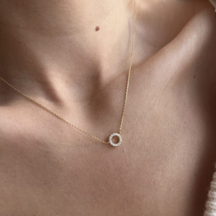 Złoty naszyjnik koło z cyrkoniami 333