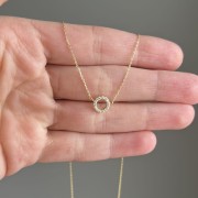 Złoty naszyjnik koło z cyrkoniami 333