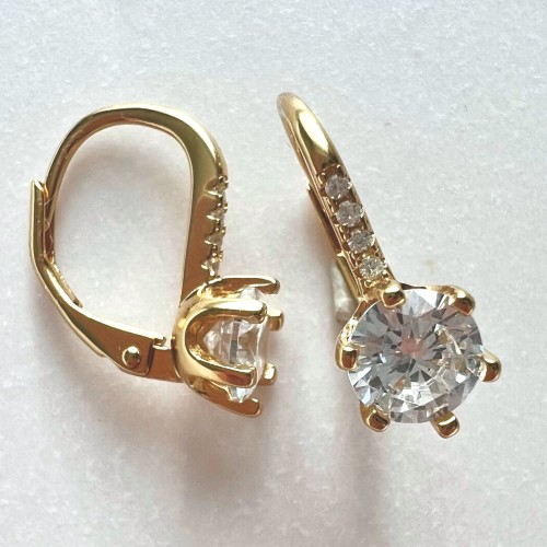 Srebrne pozłacane kolczyki z cyrkoniami BŁYSZCZĄCE