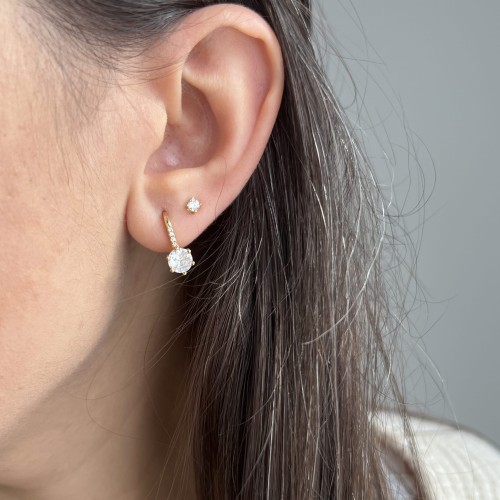 Srebrne pozłacane kolczyki z cyrkoniami BŁYSZCZĄCE