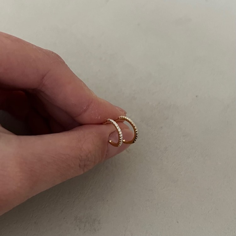 Srebrne pozłacane kolczyki koła małe z cyrkoniami