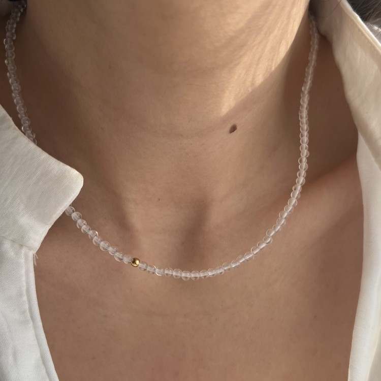 Naszyjnik KRYSZTAŁ GÓRSKI POŁYSK kamienie naturalne