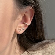 Srebrne pozłacane kolczyki z cyrkoniami serca MIŁOŚĆ