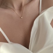 Srebrny pozłacany naszyjnik z cyrkoniami SERCE NA CODZIEŃ