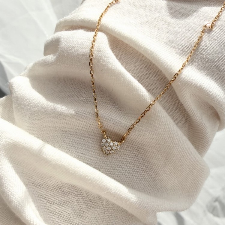 Srebrny pozłacany naszyjnik z cyrkoniami SERCE NA CODZIEŃ