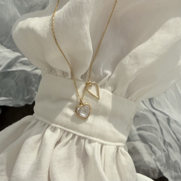 Srebrny pozłacany naszyjnik serca NASZE