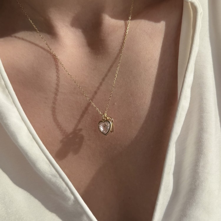 Srebrny pozłacany naszyjnik serca NASZE