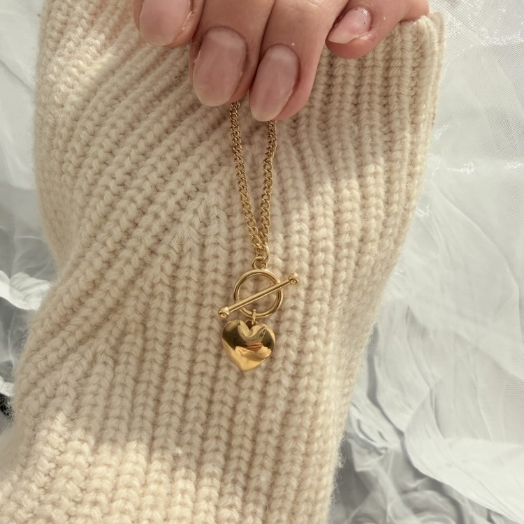 Srebrny pozłacany naszyjnik serce AMOR