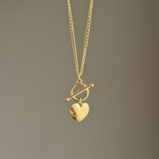 Srebrny pozłacany naszyjnik serce AMOR