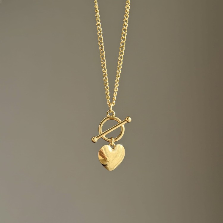 Srebrny pozłacany naszyjnik serce AMOR