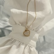 Srebrny pozłacany naszyjnik serce P.S. KOCHAM