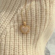 Srebrny pozłacany naszyjnik serce P.S. KOCHAM