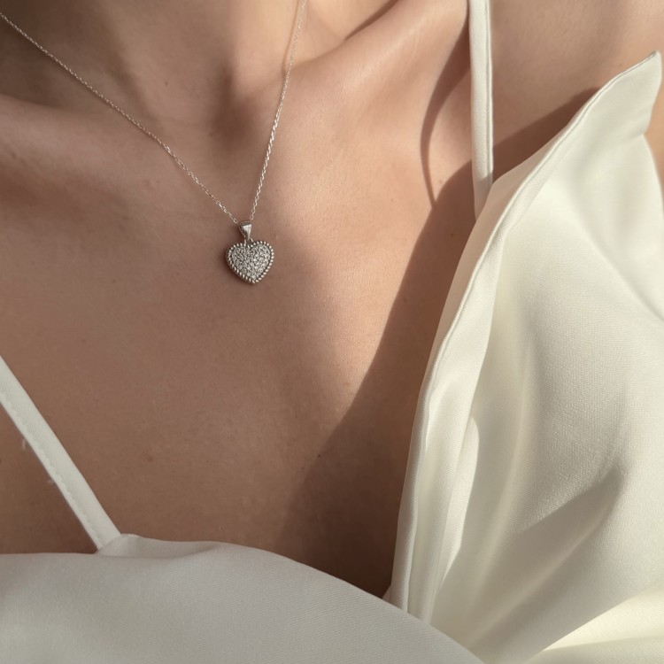 Srebrny naszyjnik serce P.S. KOCHAM