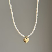 Naszyjnik z naturalnych pereł NIEIDEALNY SERCE MIŁOŚĆ POPROSZĘ