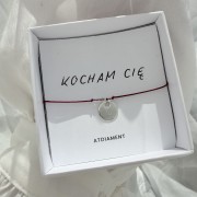 Bransoletka na sznurku personalizowana TWOJA LITERKA kamienie czerwony