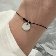 Bransoletka na sznurku personalizowana TWOJA LITERKA kamienie czarny