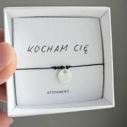 Bransoletka na sznurku personalizowana TWOJA LITERKA kamienie czarny