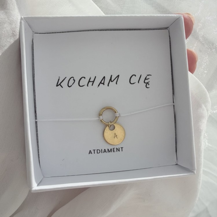 Bransoletka na sznurku personalizowana TWOJA LITERKA  beżowy