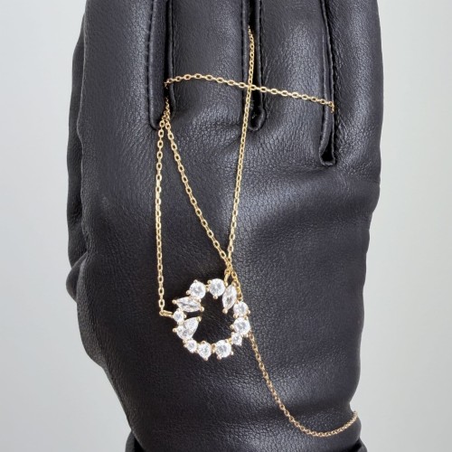 Srebrny naszyjnik koło z cyrkoniami RÓŻA