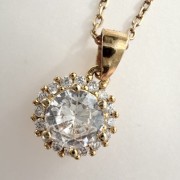 Srebrny pozłacany naszyjnik z cyrkoniami BŁYSZCZĄCY