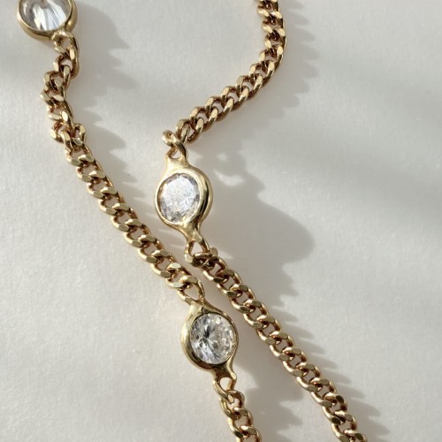 Srebrny pozłacany naszyjnik choker pancerka z cyrkoniami