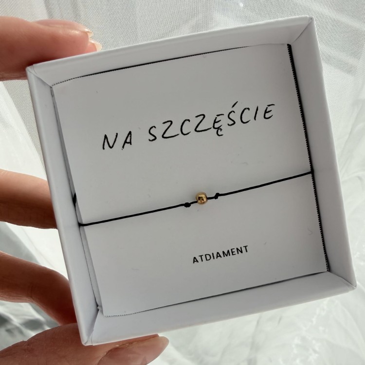 Bransoletka NA SZCZĘŚCIE ze srebrną/ pozłacaną kuleczką