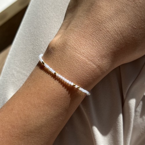 Bransoletka OPAL OPALIZUJĄCY kamienie naturalne biała