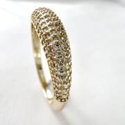 Srebrny pozłacany pierścionek z cyrkoniami PIĘKNO