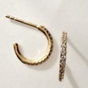 Srebrne pozłacane kolczyki koła małe z cyrkoniami