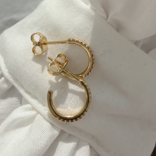 Srebrne pozłacane kolczyki koła małe z cyrkoniami