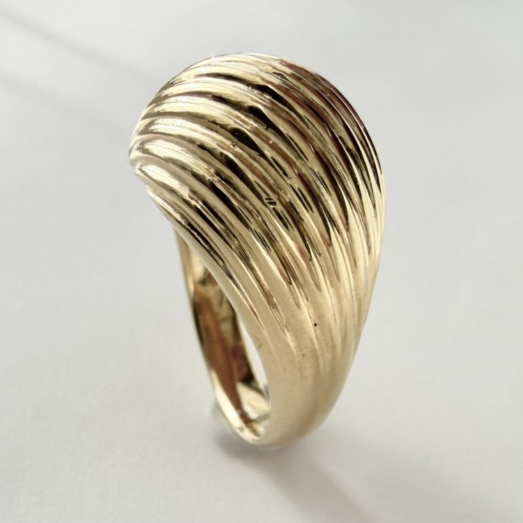 Srebrny pozłacany pierścionek FALA